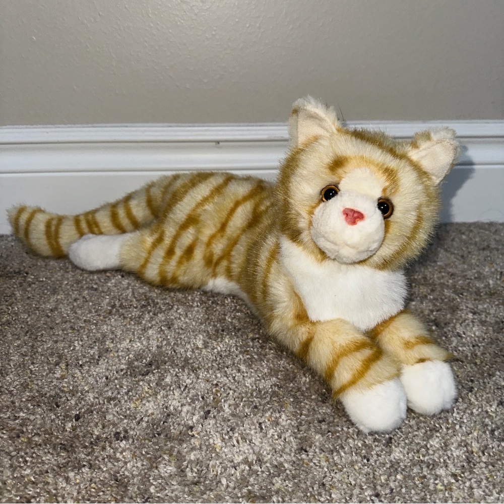 Douglas Cuddle Toy Oriole 15" Laying Tabby Cat Floppy #285 2016-18 Retired Rare